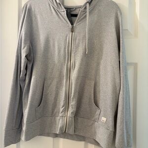 Vuori Women’s Light Gray Zip-Up Hoodie with Drawstring